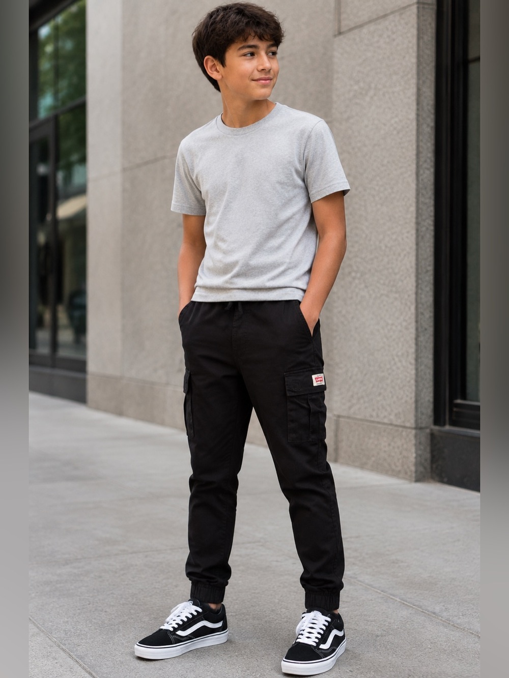 Levi’s Boys Black Cargo Jogger Pants XL 14/16 NWT